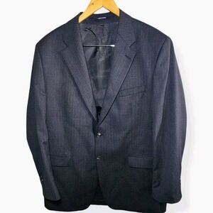 CHAPS Ralph Lauren Men's Black Pinstripe Blazer Wool Cashmere 46 Long